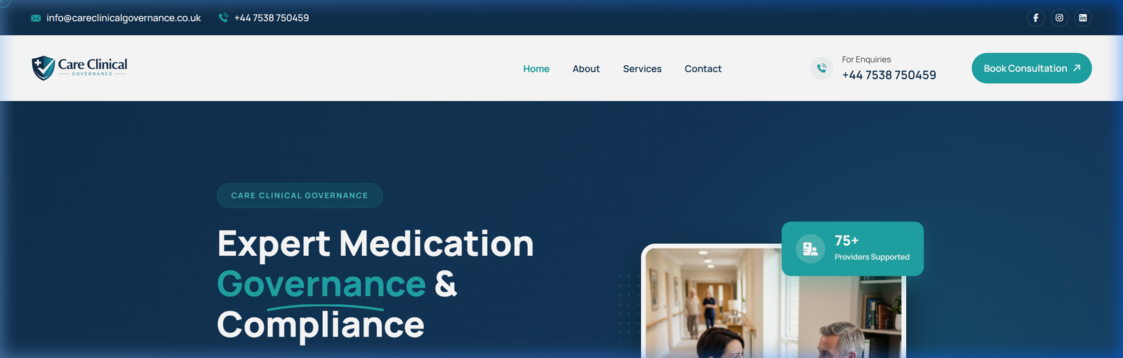 Care Clinical Governance shown on a desktop screen