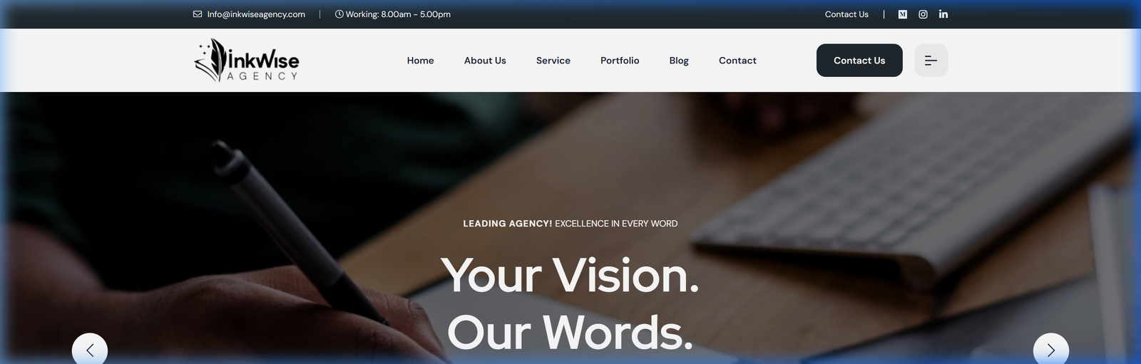 Inkwise Agency shown on a desktop screen